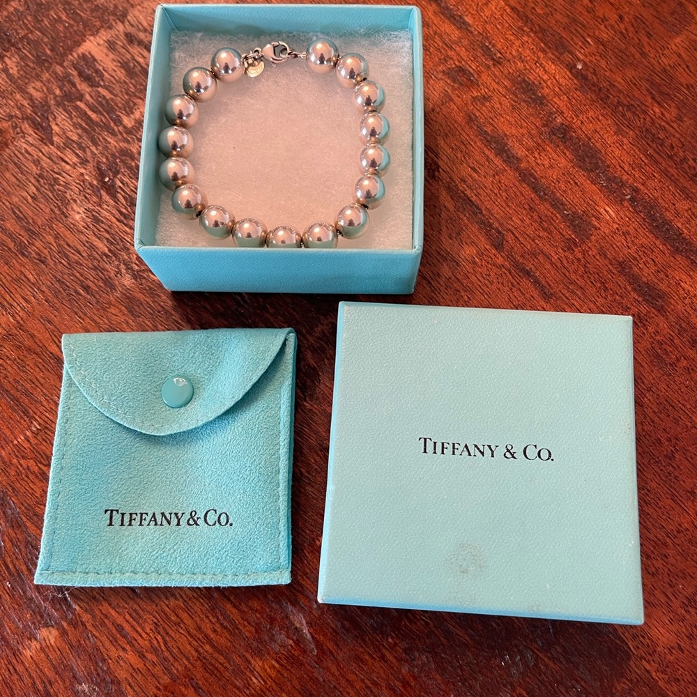 Tiffany & Co Silver bead bracelet and earrings set